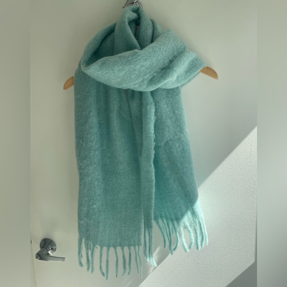 J. Crew Light Blue Fringe Scarf